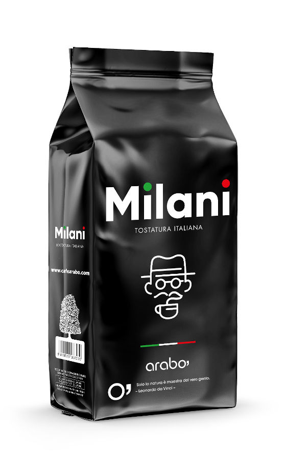 paquete cafe en grano milani tueste tostado italiano arabo coffee roasters