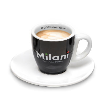 taza cortado en grano milani tueste tostado italiano arabo coffee roasters